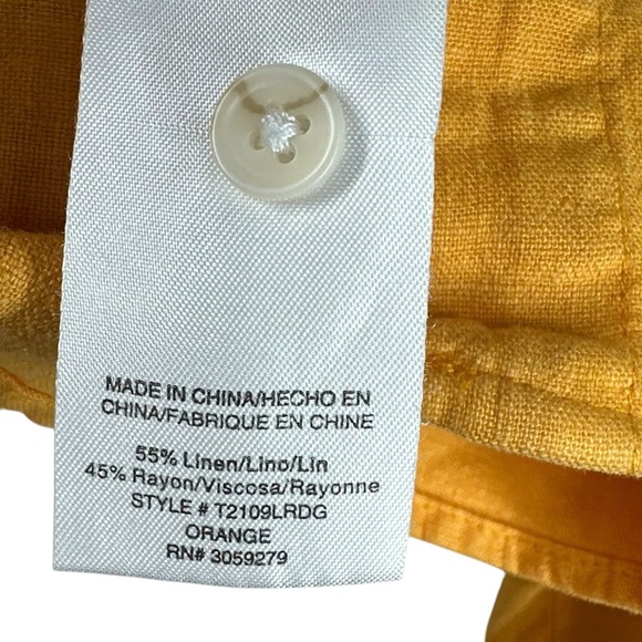 WEEKEND LA XL Orange Linen Blend Cropped Button Down Blouse Lightweight - Picture 5 of 7